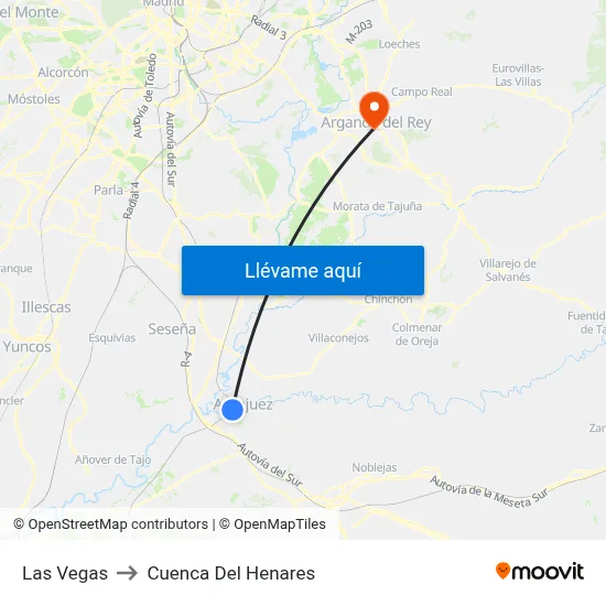 Las Vegas to Cuenca Del Henares map