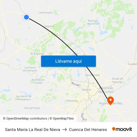 Santa María La Real De Nieva to Cuenca Del Henares map