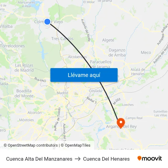 Cuenca Alta Del Manzanares to Cuenca Del Henares map