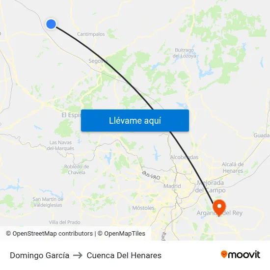 Domingo García to Cuenca Del Henares map