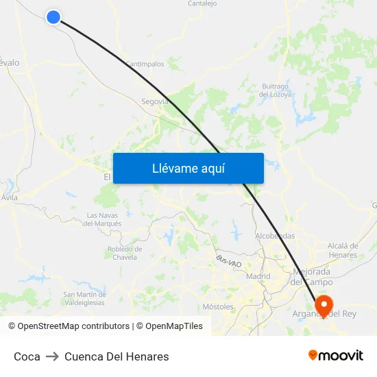 Coca to Cuenca Del Henares map