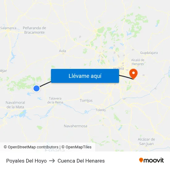 Poyales Del Hoyo to Cuenca Del Henares map
