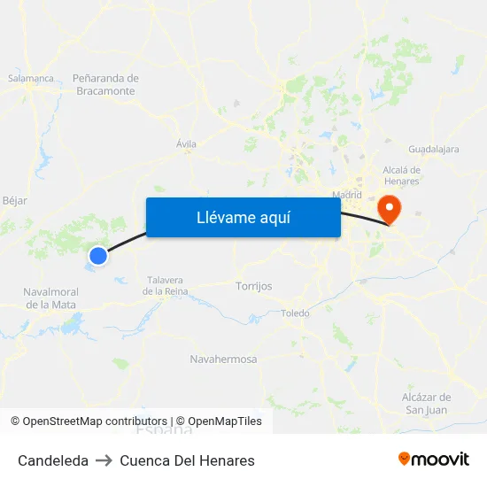 Candeleda to Cuenca Del Henares map