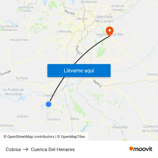 Cobisa to Cuenca Del Henares map