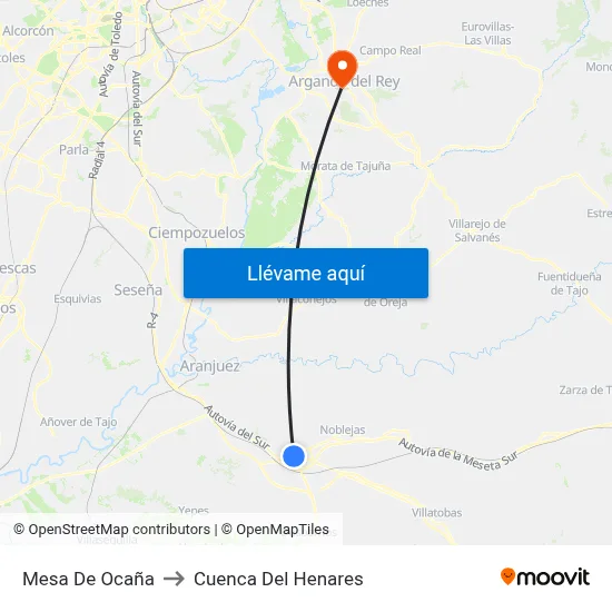 Mesa De Ocaña to Cuenca Del Henares map