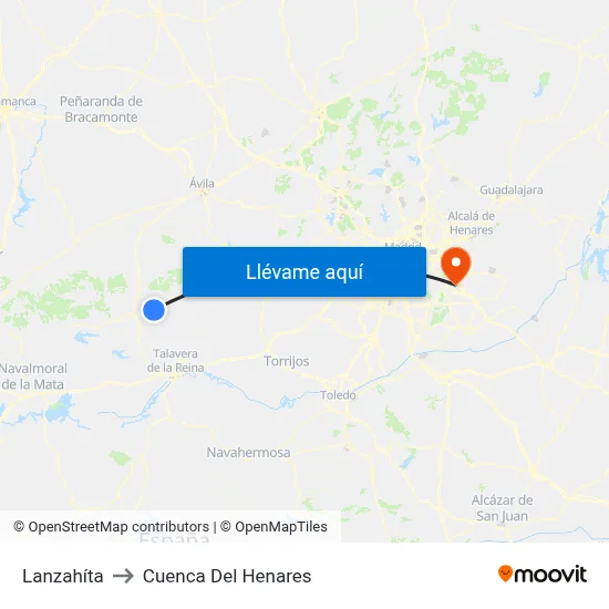 Lanzahíta to Cuenca Del Henares map