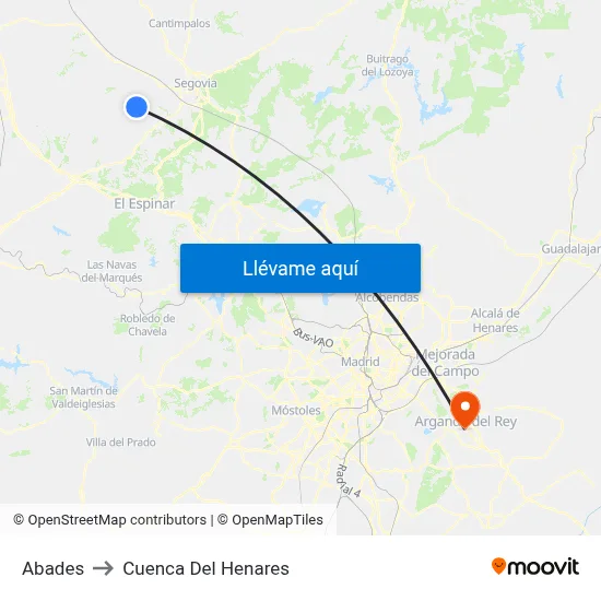 Abades to Cuenca Del Henares map