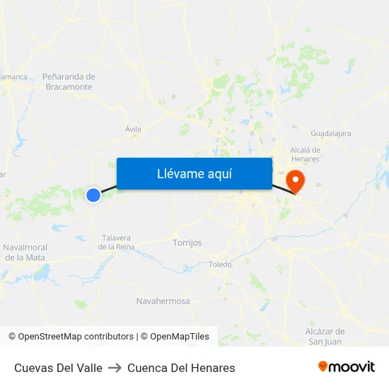 Cuevas Del Valle to Cuenca Del Henares map