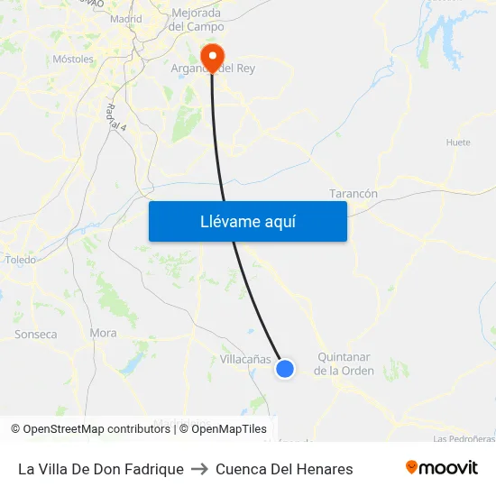 La Villa De Don Fadrique to Cuenca Del Henares map