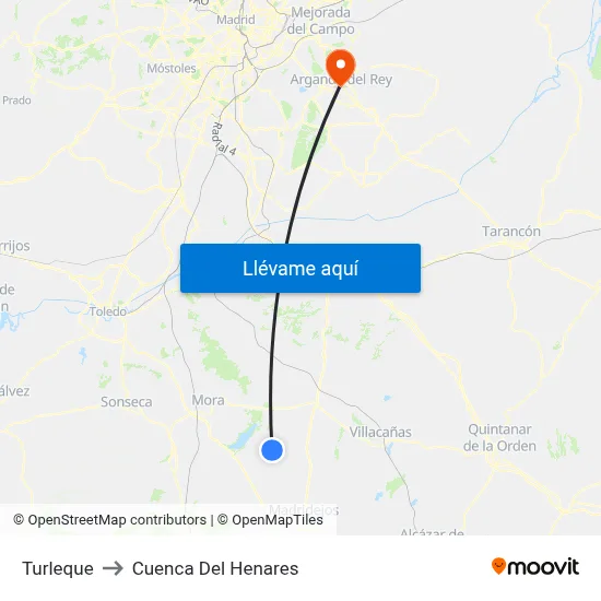 Turleque to Cuenca Del Henares map