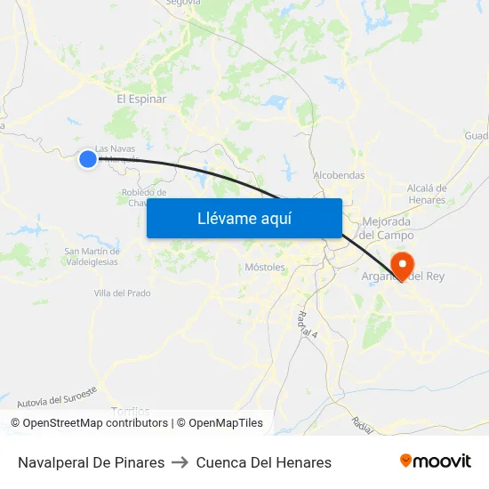 Navalperal De Pinares to Cuenca Del Henares map
