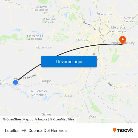 Lucillos to Cuenca Del Henares map