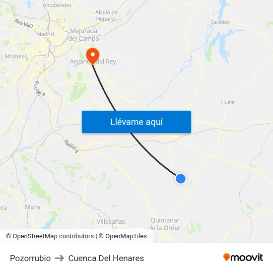 Pozorrubio to Cuenca Del Henares map