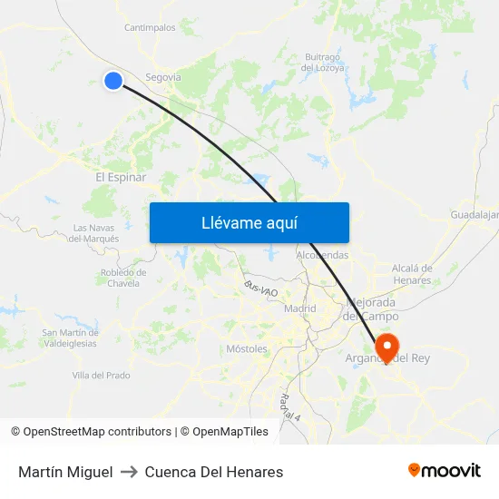 Martín Miguel to Cuenca Del Henares map