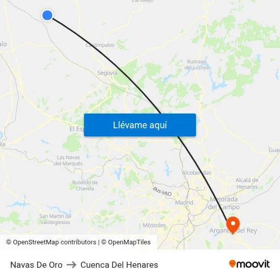 Navas De Oro to Cuenca Del Henares map