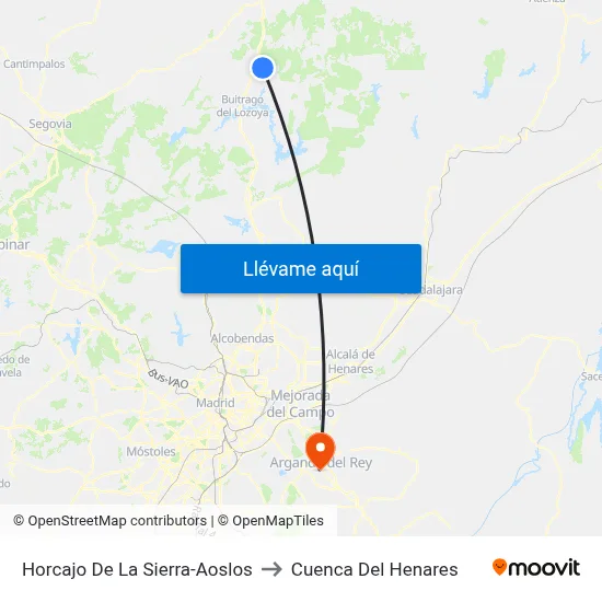 Horcajo De La Sierra-Aoslos to Cuenca Del Henares map