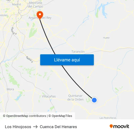 Los Hinojosos to Cuenca Del Henares map