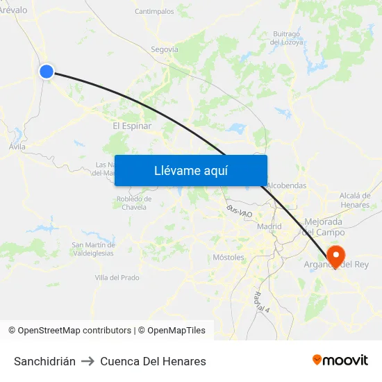 Sanchidrián to Cuenca Del Henares map