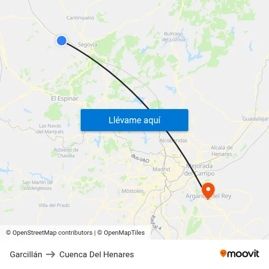 Garcillán to Cuenca Del Henares map