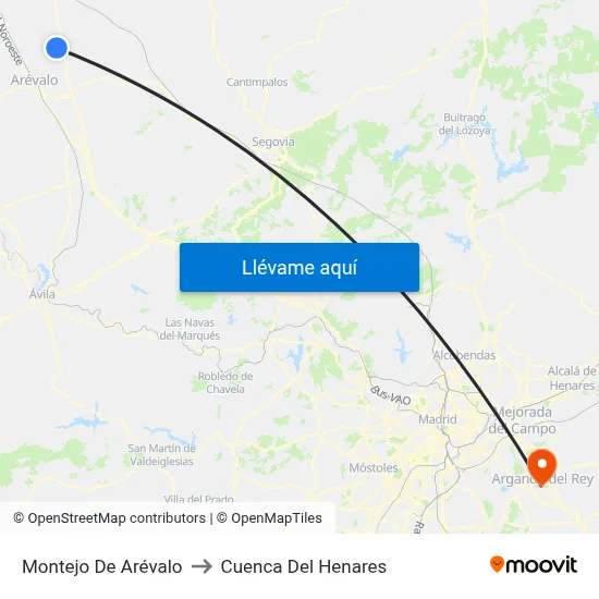 Montejo De Arévalo to Cuenca Del Henares map