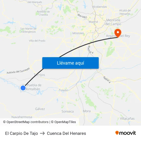 El Carpio De Tajo to Cuenca Del Henares map