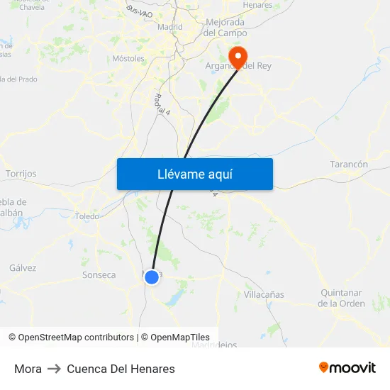 Mora to Cuenca Del Henares map