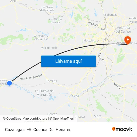 Cazalegas to Cuenca Del Henares map