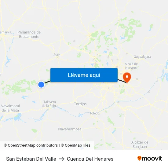 San Esteban Del Valle to Cuenca Del Henares map