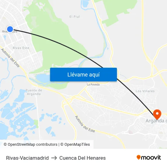Rivas-Vaciamadrid to Cuenca Del Henares map