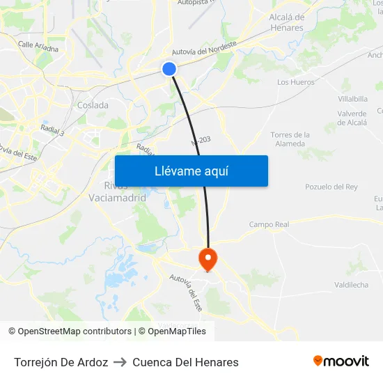 Torrejón De Ardoz to Cuenca Del Henares map