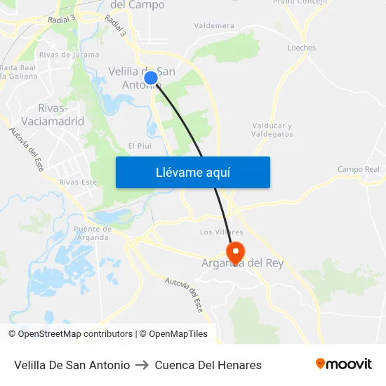Velilla De San Antonio to Cuenca Del Henares map