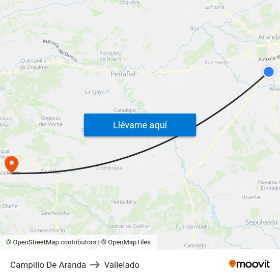 Campillo De Aranda to Vallelado map