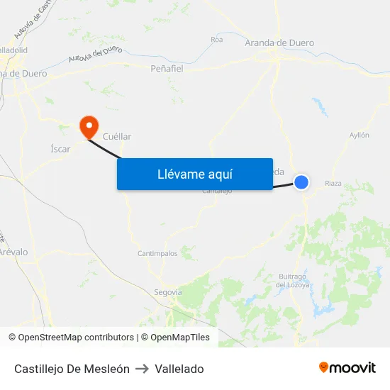 Castillejo De Mesleón to Vallelado map