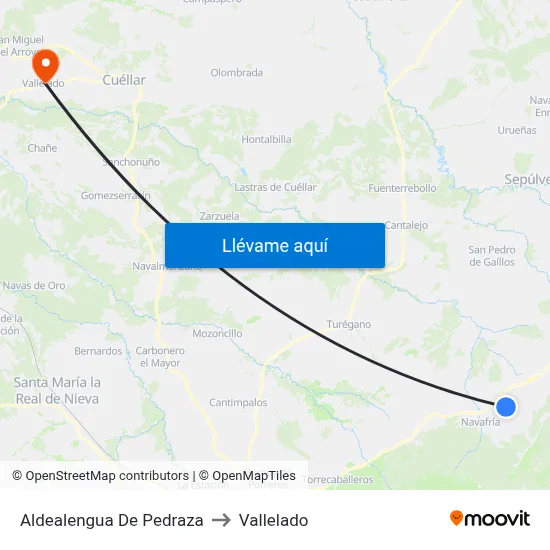 Aldealengua De Pedraza to Vallelado map
