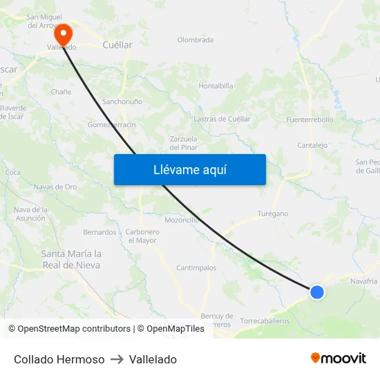 Collado Hermoso to Vallelado map