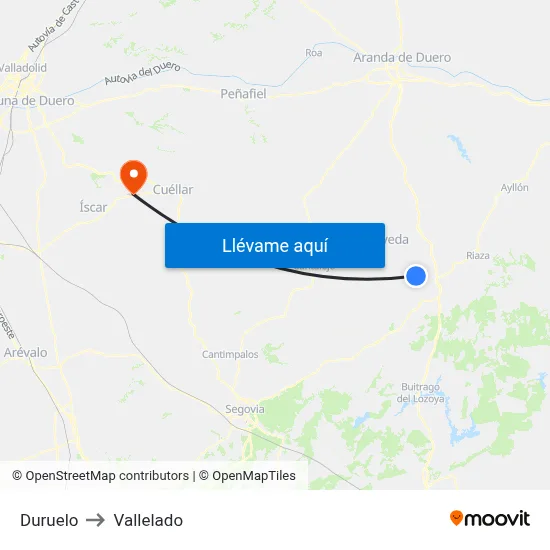 Duruelo to Vallelado map