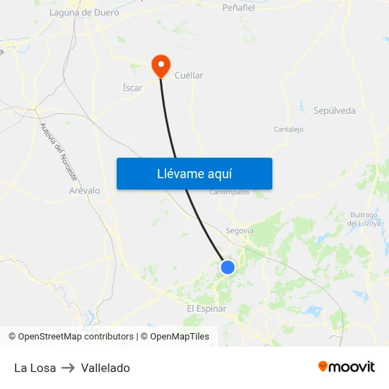 La Losa to Vallelado map