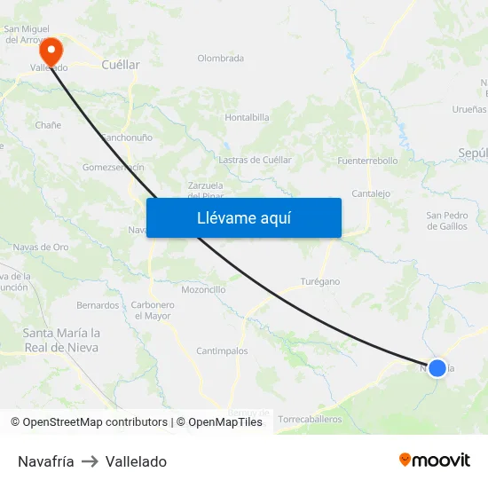 Navafría to Vallelado map