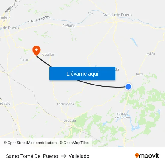Santo Tomé Del Puerto to Vallelado map