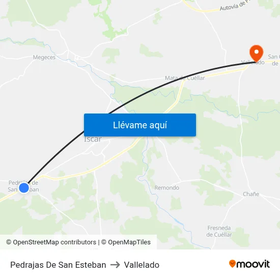 Pedrajas De San Esteban to Vallelado map