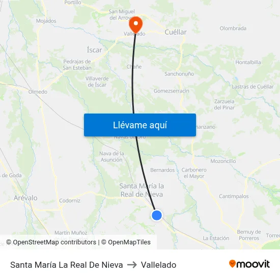 Santa María La Real De Nieva to Vallelado map