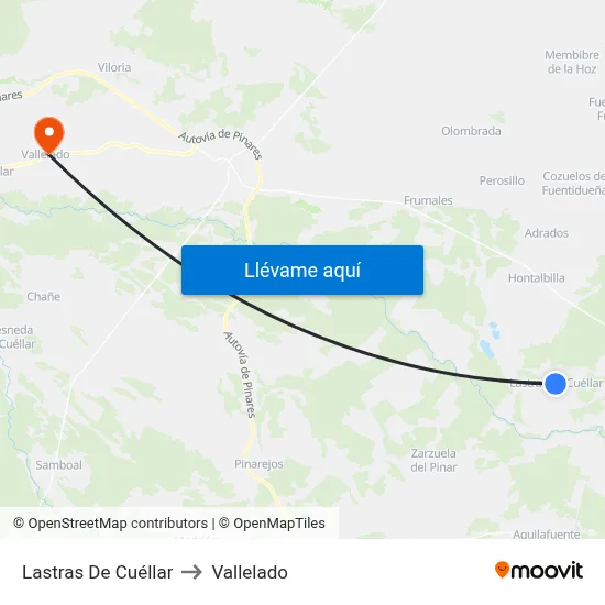 Lastras De Cuéllar to Vallelado map