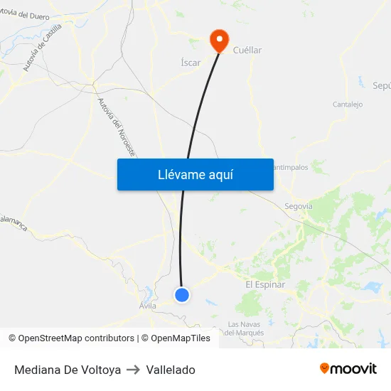 Mediana De Voltoya to Vallelado map