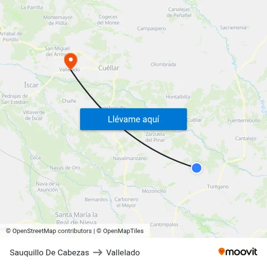 Sauquillo De Cabezas to Vallelado map