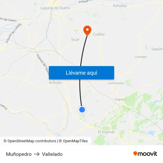 Muñopedro to Vallelado map