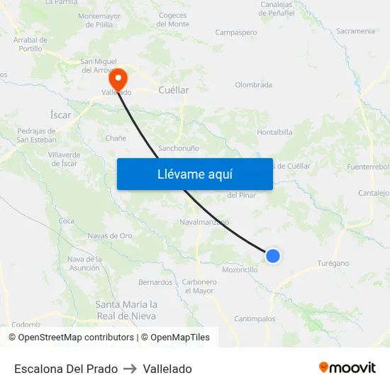 Escalona Del Prado to Vallelado map