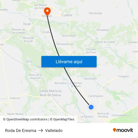 Roda De Eresma to Vallelado map