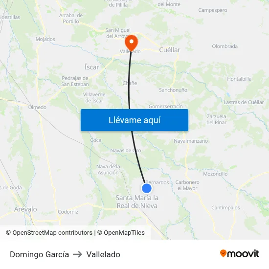 Domingo García to Vallelado map