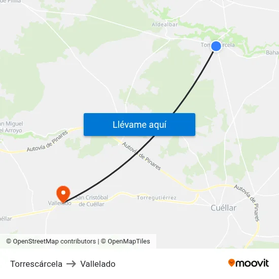 Torrescárcela to Vallelado map