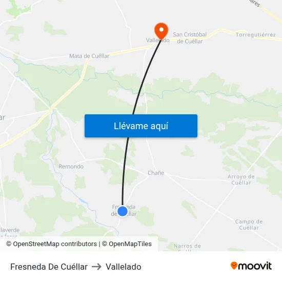 Fresneda De Cuéllar to Vallelado map